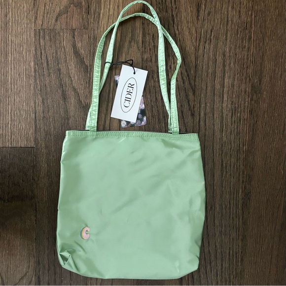 NWT • Cider Satin Silk Melon Green Small Tote Bag - Picture 2 of 2